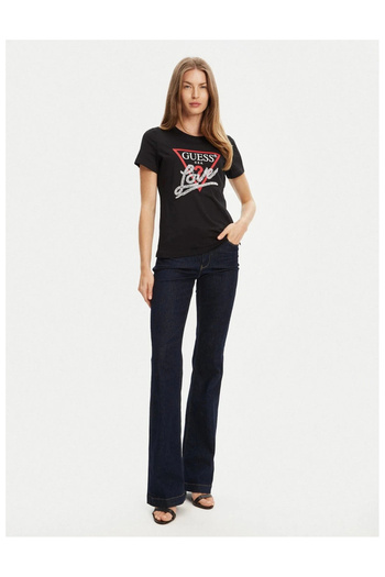 Guess Pearls Women's Black Regular Fit T-Shirt W5Yi40I3Z14-Jblk