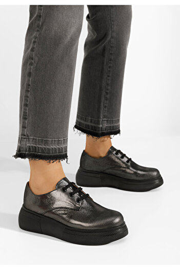 B T Shoes Stribrné dámské polobotky Amelise