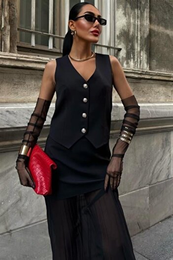 MODA Premium Suit with Vest and Pleated Skirt 10096