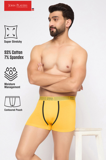 John players Pack of 2 John Players Cotton Trunks with Striped Waistband in Yellow