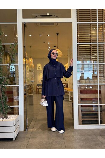 NS Moda Hijab Suit Navy Blue-Model 545