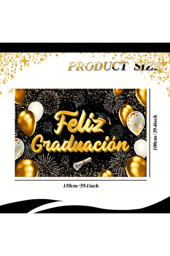 Choice black Graduation Banner Deko Schwarz Gold Feliz Graduación Party Banner Spanische Dekoration zum Abs