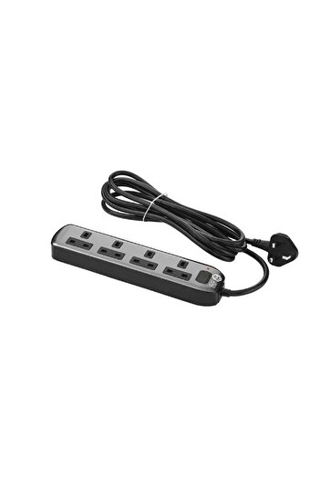 Green Home Power Extension Cord, 4 Sockets, 3M, Grey