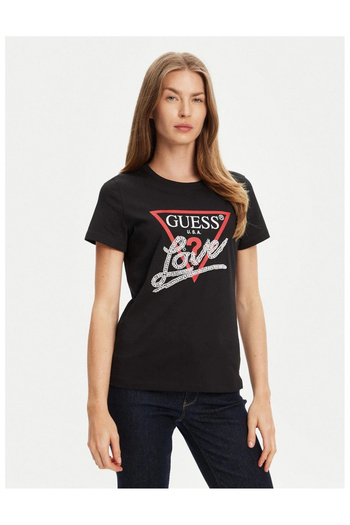 Guess Pearls Women's Black Regular Fit T-Shirt W5Yi40I3Z14-Jblk