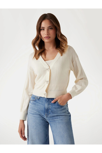 Guess Lyla Women's White Knitwear Cardigan W5Yr01Z2Zk2-G012