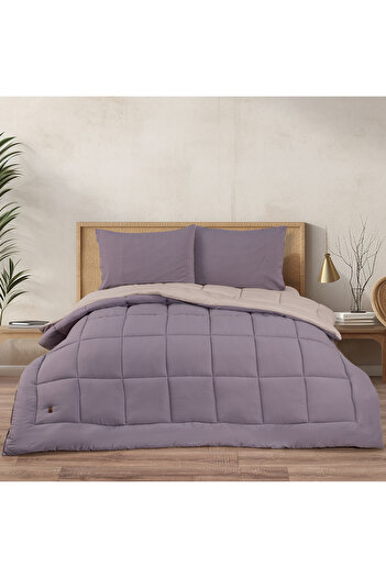 Schafer Home Softy Comfort Quilt Set 4 Pieces-Beige/Purple