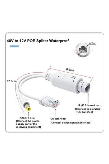 Anunnaki 48V TO 12V PASİF RJ45 POE SEPERATÖR SPLITTER DIŞ MEKAN SU GEÇİRMEZ IP KAMERA ENJEKTÖR SEPERATÖR