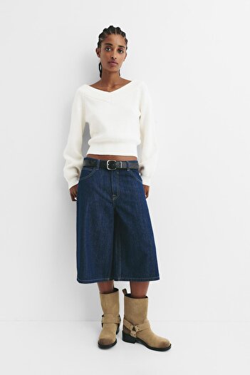 Pull & Bear Fitilli örgü crop kazak
