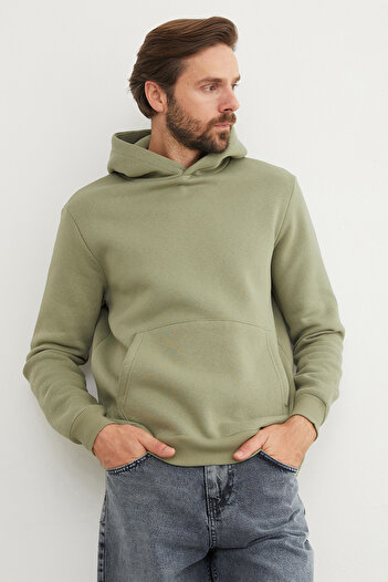 Fulla Moda Φούτερ με κουκούλα 3 Thread Basic Kangaroo Pocket Slim Fit