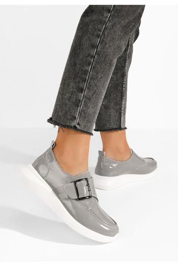 B T Shoes Sylia women's casual patent leather shoes in gray
