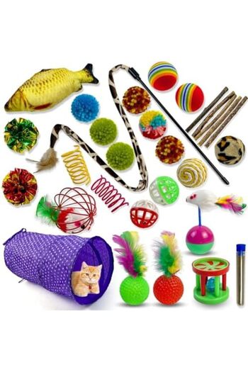 SKY TOUCH SKY-TOUCH 30pcs Interactive Kitty Toys - Keep Your Kitty Active and Happy with Variety Teaser Wand,