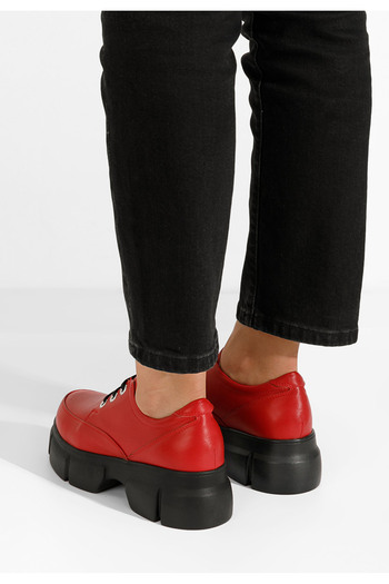 B T Shoes Disia red leather women's casual shoes