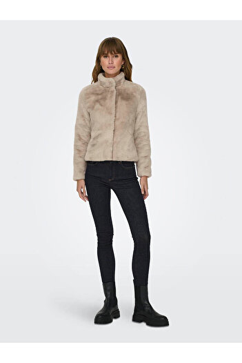 ONLY Γυναικείο παλτό Onlnewvida Life Faux Fur Beige 15295423