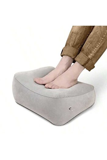 Fstyle Inflatable PVC Velvet Footrest Suitable for Airplanes, Cars, Office Relaxation, Travel