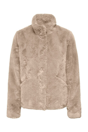 ONLY Γυναικείο παλτό Onlnewvida Life Faux Fur Beige 15295423