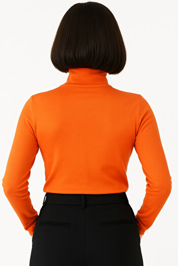 Hayalet Cotton Woven Lycra Turtleneck Long Sleeve Blouse Bodysuit