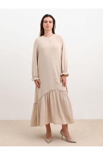 Alia By Styli Plus Brown Maxi Dress with Drop Waist