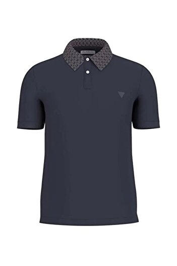 Guess Чоловіча темно-синя футболка-поло Slim Fit Lyle M5YP60K7O64-G7V2