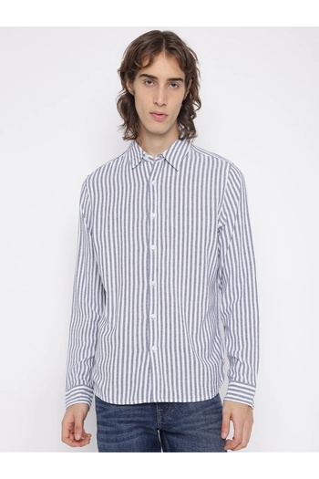 Guess Parker Men's Blue Linen Blend Shirt M5Yh16Whc20-F7Ix