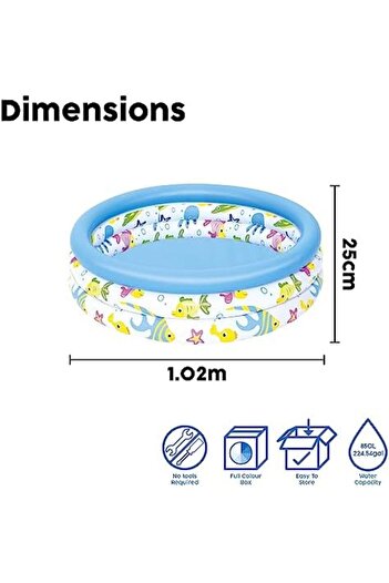 STOREMAX 3-Section Patterned Children's Pool, 102cm X 25cm 51008 1088605