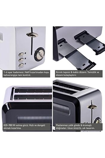 STOREMAX Gem Titan 4 Slice Toaster – 1960 W, Stainless Steel Body |   White 1088605
