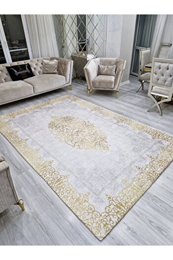 ALLGELSİN Büyük Beden Halı Örtüsü 9m² Ebat 250x350cm Veya 12m² 300x400cm Yıkanabilir Halı Kılıfı Çizgili Örtü
