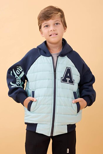 Perendi Boys' Plush-Lined Quilted Hooded College Jacket – Çağla