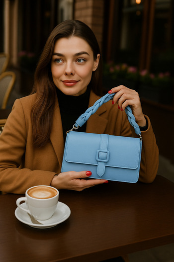 ESTUTE Luxury Knitted Short Handle Detailed 2-Compartment Crossbody Shoulder Bag