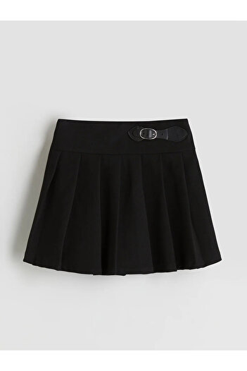 LC Waikiki Lcw Kidsblack Elastic Waist Pleated Girl's Shorts Skirt