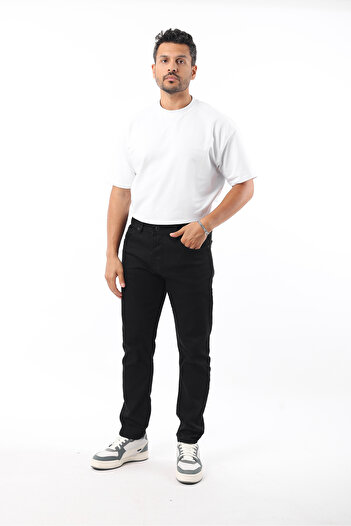 Rodrigo Men's Black Slim Fit Cotton Stretch Denim Jean Pants