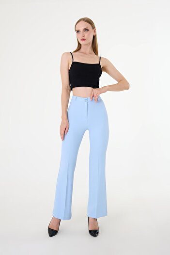 Hazel Women's Baby Blue Flared Trousers