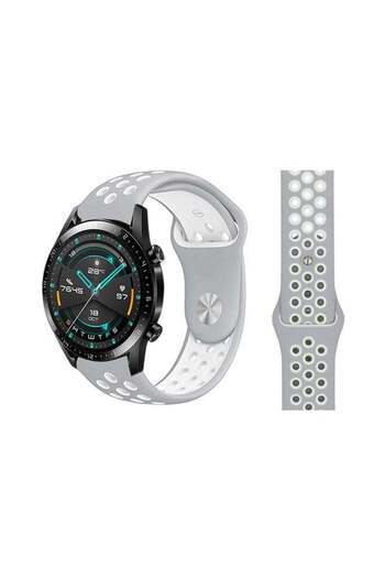 Perfii Stylish Replacement Band For Huawei Watch GT/GT 2 46mm Silver White