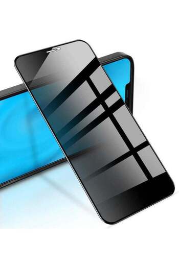 MOCOM واقي شاشة زجاجي مقوى 5D للخصوصية لهاتف Apple iPhone 12 mini أسود