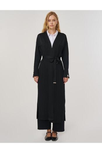 Kayra Belted Knitwear Cardigan Black