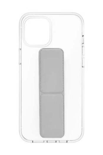 Generic Protective case cover with finger grip stand for iPhone13 transparent with light gray stand (grey)
