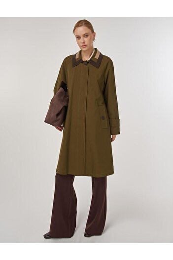Kayra Epaulet Detailed Trench Coat Khaki