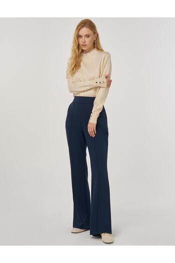 Kayra Çima Stitched Scuba Pants Dark Navy Blue
