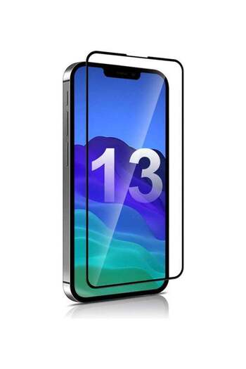 Generic واقي شاشة كامل من الزجاج المقوى لهاتف Apple iPhone 13 مقاس 6.1 بوصة بحافة سوداء
