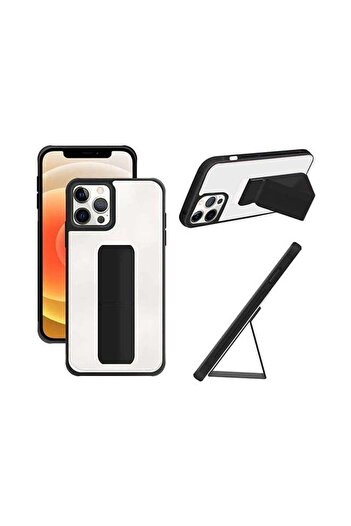 Generic Protective Case Cover With Magnet Holder Hand Grip For iPhone 12 Pro White/Black