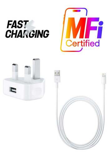 Generic USB Wall Charger With Lightning Data Sync Charging Cable White