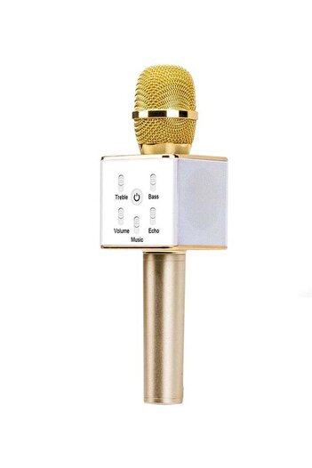 Generic Q7 Wireless Karaoke Microphone Gold/White