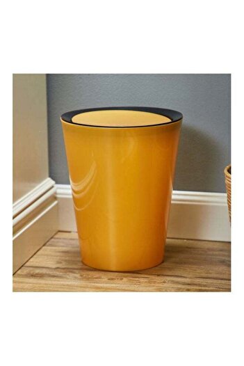 Home Center Round Waste Bin With Flip And Lid Orange 8.5Liters