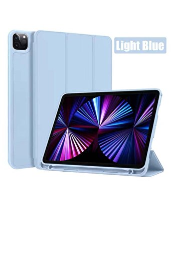 Generic Flip cover for Apple iPad Air 12.9 (2024) in cyan color with pen holder