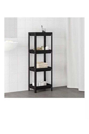 Generic Black bathroom shelving unit