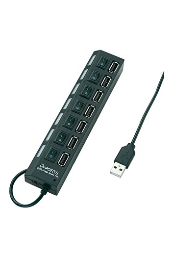 Generic موزع USB أسود بـ 7 منافذ