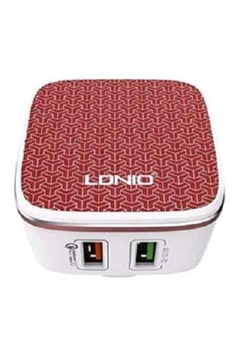 LDNIO Dual USB Charger With Charging Cable Red/White