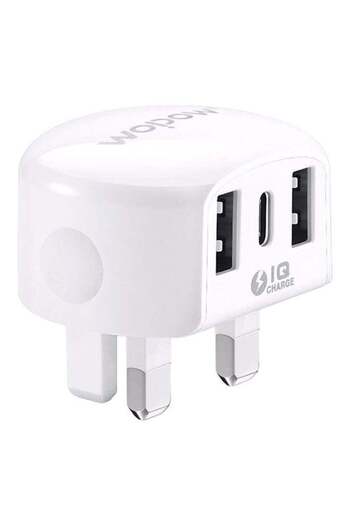 wopow 2-Port USB PowerBoost iQ Wall Charger White