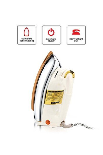 Geepas Automatic Dry Iron GDI23011 – 1200W Heavy Weight Teflon Iron Box with Auto Shut-Off