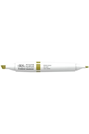Winsor and Newton قلم رسم جرافيكي ملون باللون الأخضر الذهبي برأسين