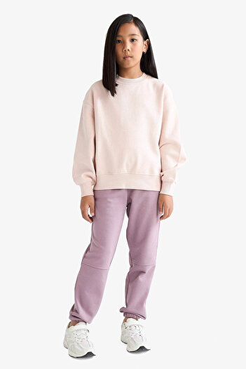 DeFacto F0389 Bordo Kız Çocuk Beli Lastikli Jogger Eşofman Altı